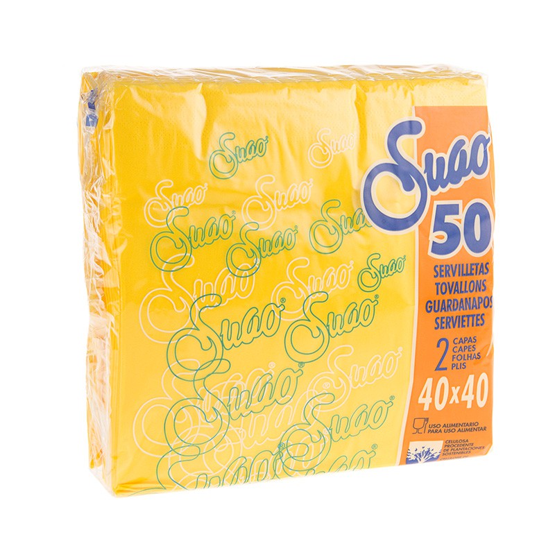 SERVILLETA SUAO AMARILLA 40x40 2 CAPAS