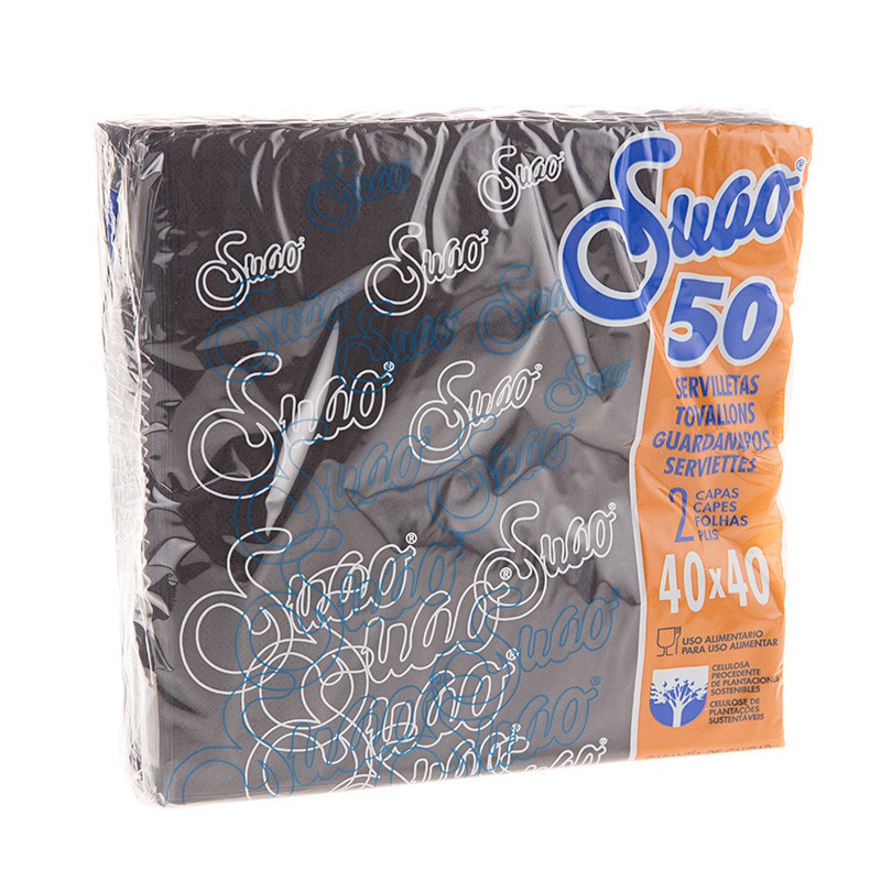 SERVILLETA SUAO NEGRA 40x40 2 CAPAS