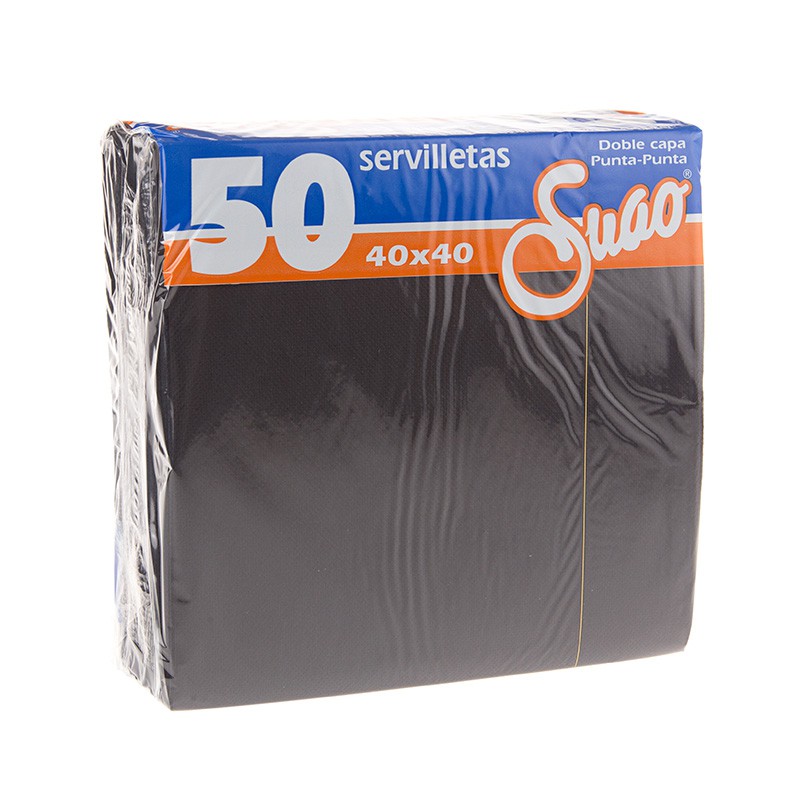 SERVILLETA NEGRA 40x40 PUNTA PUNTA