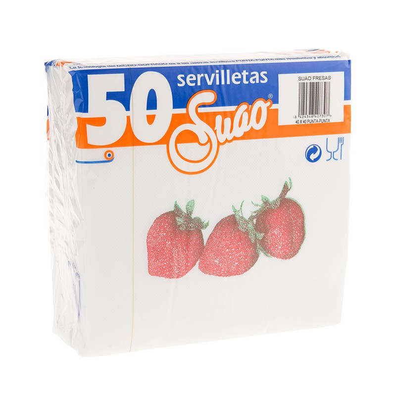 SERVILLETA DECORADA "FRESAS" 40x40 PUNTA PUNTA