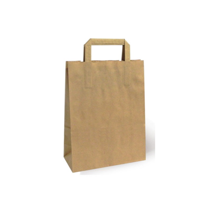 BOLSA PAPEL KRAFT MARRÓN ASA PLANA 70 grs.